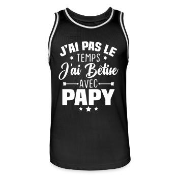 J'ai pas le temps j'ai bêtise avec papy - Maillot de basket Homme - noir/blanc - Devant - AI Model Male 185 dark (185cm)