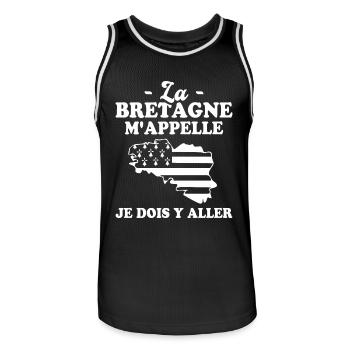 La bretagne m'appelle humour breton homme - Maillot de basket Homme - noir/blanc - Devant - AI Model Male 185 dark (185cm)