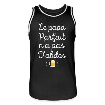 Le papa parfait n'a pas d'abdos - Maillot de basket Homme - noir/blanc - Devant - AI Model Male 185 dark (185cm)