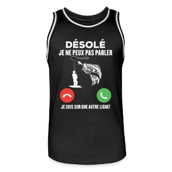 Je ne peux pas parler, je suis sur une autre ligne - Maillot de basket Homme - noir/blanc - Devant - AI Model Male 185 dark (185cm)