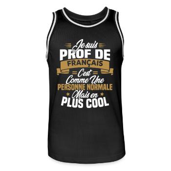 I am a French teacher - Men's Basketball Jersey - black/white - Front - AI Model Male 185 dark (185cm)