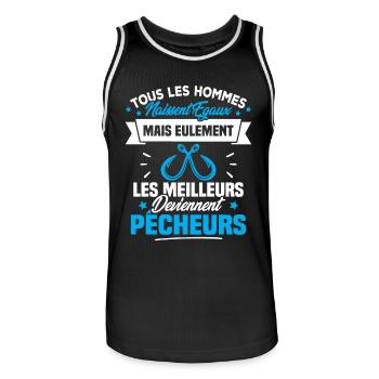 Les meilleurs hommes deviennent Pêcheurs - Maillot de basket Homme - noir/blanc - Devant - AI Model Male 185 dark (185cm)