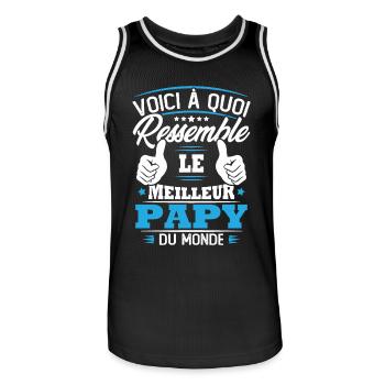Voici à quoi ressemble le meilleur papy du monde - Maillot de basket Homme - noir/blanc - Devant - AI Model Male 185 dark (185cm)