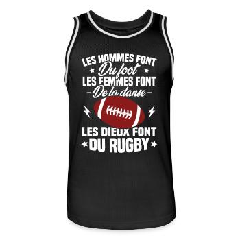 Les dieux font du rugby, Humour cadeau rugbyman - Maillot de basket Homme - noir/blanc - Devant - AI Model Male 185 dark (185cm)