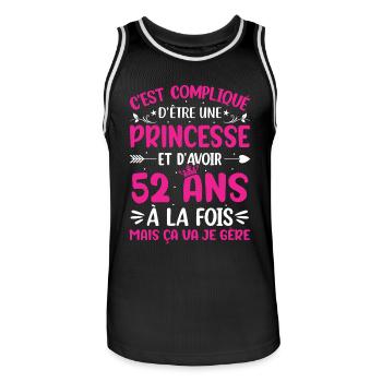 Une princesse et d'avoir 52 ans - Maillot de basket Homme - noir/blanc - Devant - AI Model Male 185 dark (185cm)