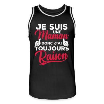 Je suis une maman donc j'ai toujours raison - Maillot de basket Homme - noir/blanc - Devant - AI Model Male 185 dark (185cm)