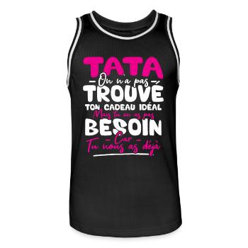 Tata on n'a pas trouvé ton cadeau - Maillot de basket Homme - noir/blanc - Devant - AI Model Male 185 dark (185cm)