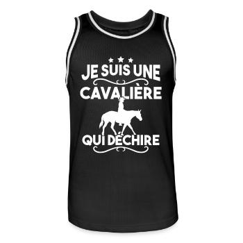 Je suis une cavalière qui déchire - Maillot de basket Homme - noir/blanc - Devant - AI Model Male 185 dark (185cm)