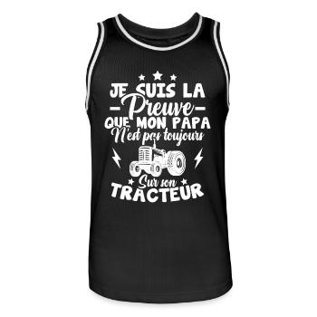 Preuve que mon papa tracteur, Papa agriculteur - Maillot de basket Homme - noir/blanc - Devant - AI Model Male 185 dark (185cm)
