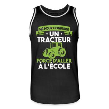 Né pour conduire un tracteur forcé daller à lécole - Maillot de basket Homme - noir/blanc - Devant - AI Model Male 185 dark (185cm)