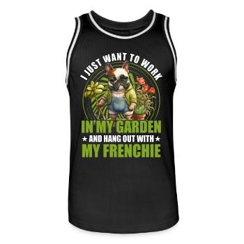 Je veux juste travailler dans mon jardin et passer du temps avec - Maillot de basket Homme - noir/blanc - Devant - AI Model Male 185 dark (185cm)