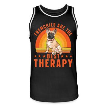 Frenchies are the best Therapy - Men's Basketball Jersey - black/white - Front - AI Model Male 185 dark (185cm)