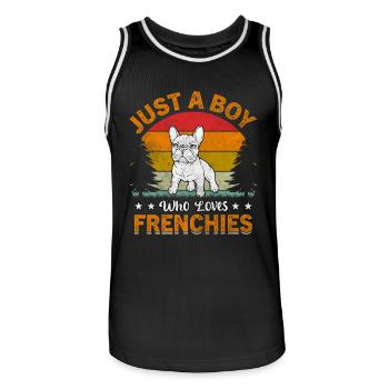 Juste un garçon qui aime les frenchies - Maillot de basket Homme - noir/blanc - Devant - AI Model Male 185 dark (185cm)