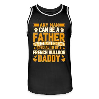 Bouledogue français Daddy Drôle de dicton - Maillot de basket Homme - noir/blanc - Devant - AI Model Male 185 dark (185cm)