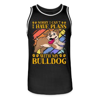 Désolé, je ne peux pas avoir de plans avec mon Bulldog - Maillot de basket Homme - noir/blanc - Devant - AI Model Male 185 dark (185cm)