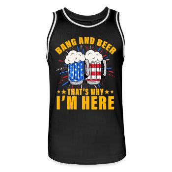 Bang and Beer c’est pourquoi je suis ici - Maillot de basket Homme - noir/blanc - Devant - AI Model Male 185 dark (185cm)
