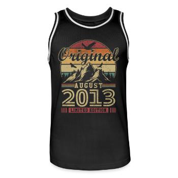 Original August 2013 vintage anniversary 2013 - Men's Basketball Jersey - black/white - Front - AI Model Male 185 dark (185cm)
