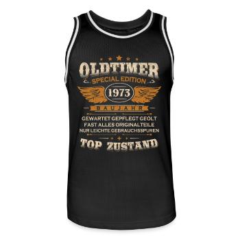 Oldtimer Baujahr 1973 Geboren Jahrgang Geburtstag - Männer Basketball-Trikot - Schwarz/Weiß - Vorne - AI Model Male 185 dark (185cm)