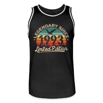 Legendary Since 1993 Vintage Anniversary Gift - Men's Basketball Jersey - black/white - Front - AI Model Male 185 dark (185cm)