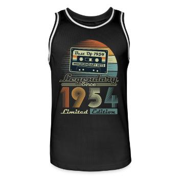 Legendary Since 1954 Vintage Birthday Gift - Men's Basketball Jersey - black/white - Front - AI Model Male 185 dark (185cm)
