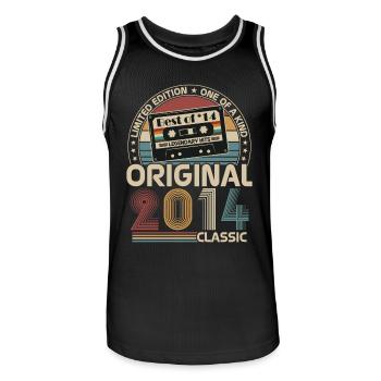 Original 2014 Vintage Retro Jubiläumsgeschenk - Männer Basketball-Trikot - Schwarz/Weiß - Vorne - AI Model Male 185 dark (185cm)