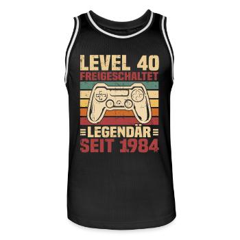 Level 40 freigeschaltet legendär seit 1984 - Männer Basketball-Trikot - Schwarz/Weiß - Vorne - AI Model Male 185 dark (185cm)