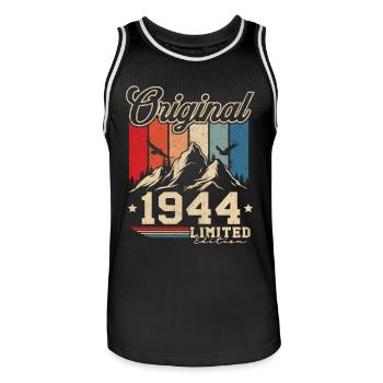 Original 1944 Retro Vintage Birthday 80 Years - Men's Basketball Jersey - black/white - Front - AI Model Male 185 dark (185cm)