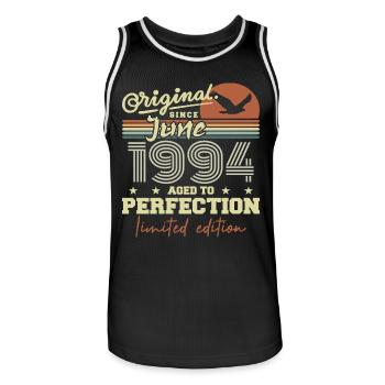 Born in June 1994, June 1994, Born June 1994 June 1994 - Men's Basketball Jersey - black/white - Front - AI Model Male 185 dark (185cm)