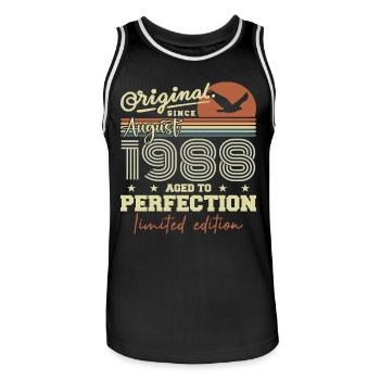 August 1988 Birthday August 1988 Vintage August 1988 - Men's Basketball Jersey - black/white - Front - AI Model Male 185 dark (185cm)