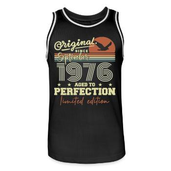 Born in September 1976 September - September 1976 - Men's Basketball Jersey - black/white - Front - AI Model Male 185 dark (185cm)