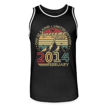 Vintage February 2014 Retro Birthday Gift - Men's Basketball Jersey - black/white - Front - AI Model Male 185 dark (185cm)