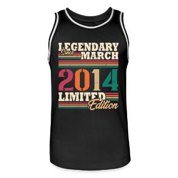 Vintage 2014 Mars Cadeau Anniversaire Rétro - Maillot de basket Homme - noir/blanc - Devant - AI Model Male 185 dark (185cm)