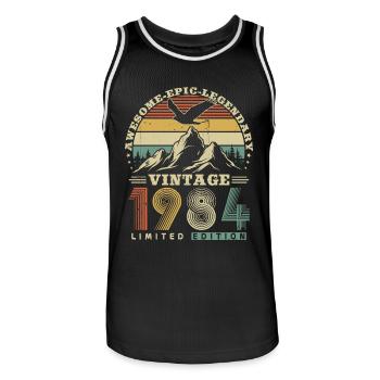 Vintage 1984 Retro Vintage Birthday Gift - Men's Basketball Jersey - black/white - Front - AI Model Male 185 dark (185cm)