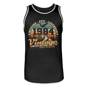 Vintage 1984 Vintage Retro Birthday Gift - Men's Basketball Jersey - black/white - Front - AI Model Male 185 dark (185cm)