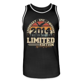 2014 Vintage Vintage Birthday Gift Retro - Men's Basketball Jersey - black/white - Front - AI Model Male 185 dark (185cm)