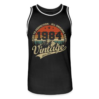 Vintage 1984 Retro Vintage Birthday Gift - Men's Basketball Jersey - black/white - Front - AI Model Male 185 dark (185cm)