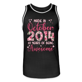 Oktober 2014 10-jähriges Jubiläum für Mädchen - Männer Basketball-Trikot - Schwarz/Weiß - Vorne - AI Model Male 185 dark (185cm)