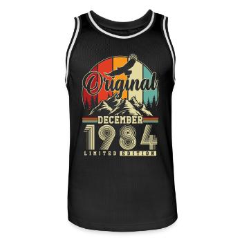 Original Décembre 1984 Vintage Anniversaire - Maillot de basket Homme - noir/blanc - Devant - AI Model Male 185 dark (185cm)