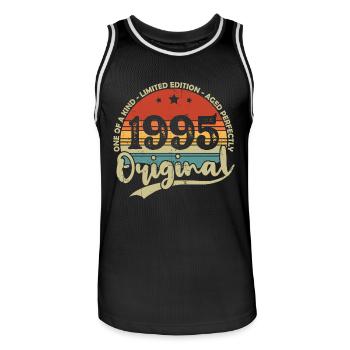 Original 1995 Jahrgang Retro Geburtstagsgeschenk - Männer Basketball-Trikot - Schwarz/Weiß - Vorne - AI Model Male 185 dark (185cm)