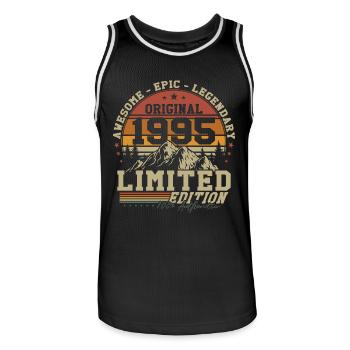 Original 1995 Vintage Cadeau d’anniversaire - Maillot de basket Homme - noir/blanc - Devant - AI Model Male 185 dark (185cm)