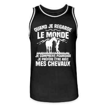 Je préfère être avec mes chevaux - Maillot de basket Homme - noir/blanc - Devant - AI Model Male 185 dark (185cm)
