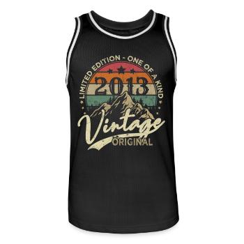 Vintage 2013 Vintage Birthday Gift 10 Years - Men's Basketball Jersey - black/white - Front - AI Model Male 185 dark (185cm)