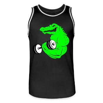 fitness crocodile 02 - Männer Basketball-Trikot - Schwarz/Weiß - Vorne - AI Model Male 185 dark (185cm)