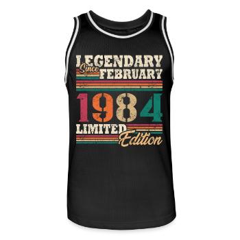 Legendary February 1984 limited edition - Men's Basketball Jersey - black/white - Front - AI Model Male 185 dark (185cm)