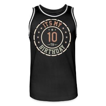 Es ist mein 10-jähriges Jubiläumsgeschenk zum 10-jährigen Jubiläum - Männer Basketball-Trikot - Schwarz/Weiß - Vorne - AI Model Male 185 dark (185cm)
