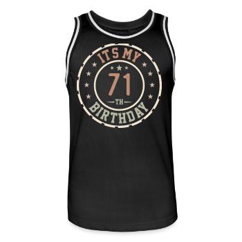 Es ist mein 71. Geburtstagsgeschenk 71 Jahre - Männer Basketball-Trikot - Schwarz/Weiß - Vorne - AI Model Male 185 dark (185cm)