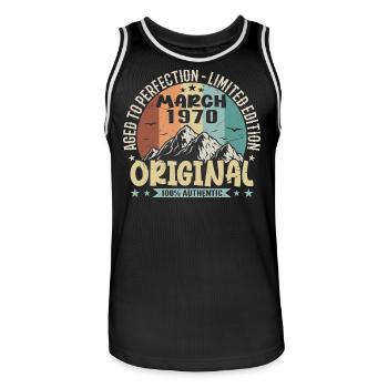 55e anniversaire Mars 1970, Mars 1970 - Maillot de basket Homme - noir/blanc - Devant - AI Model Male 185 dark (185cm)