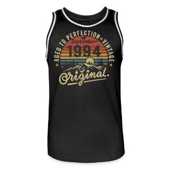 Septembre 1994 Anniversaire Septembre 1994 Septembre - Maillot de basket Homme - noir/blanc - Devant - AI Model Male 185 dark (185cm)