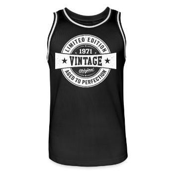Rétro 1971 Anniversaire 1971 Cadeau 1971 Vintage - Maillot de basket Homme - noir/blanc - Devant - AI Model Male 185 dark (185cm)