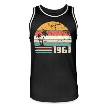 1961 Geburtstagsgeschenk - Made in 1961 Retro 1961 - Männer Basketball-Trikot - Schwarz/Weiß - Vorne - AI Model Male 185 dark (185cm)